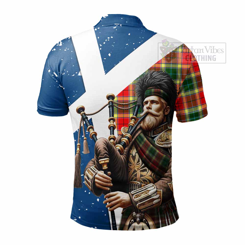 Tartan Vibes Clothing Gibson (Gibbs or Gibsone) Tartan Polo Shirt with Family Crest Scottish Bagpiper Vibes