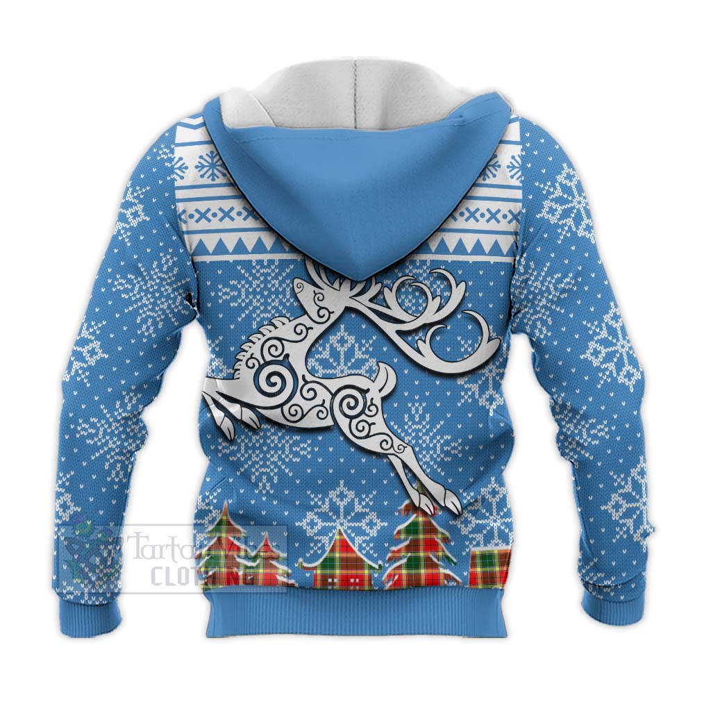 Tartan Vibes Clothing Gibson (Gibbs or Gibsone) Clan Christmas Knitted Hoodie Celtic Reindeer Style