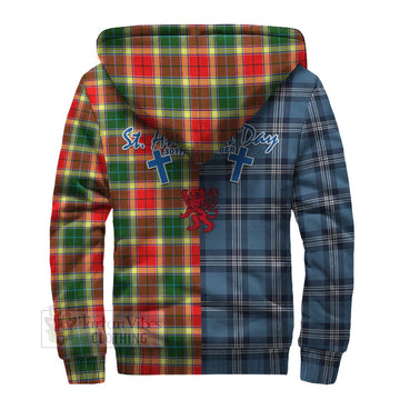 Gibson (Gibbs or Gibsone) Tartan Sherpa Hoodie Happy St. Andrew's Day Half Tartan Style