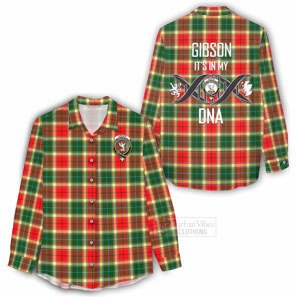 Tartan Vibes Clothing Gibson (Gibbs or Gibsone) Tartan Women's Casual Shirt with Family Crest DNA In Me Style