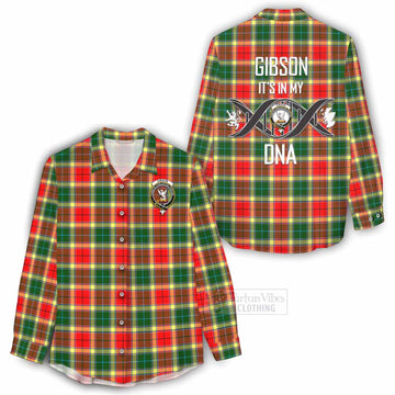 Gibson (Gibbs or Gibsone) Tartan Women's Casual Shirt with Family Crest DNA In Me Style