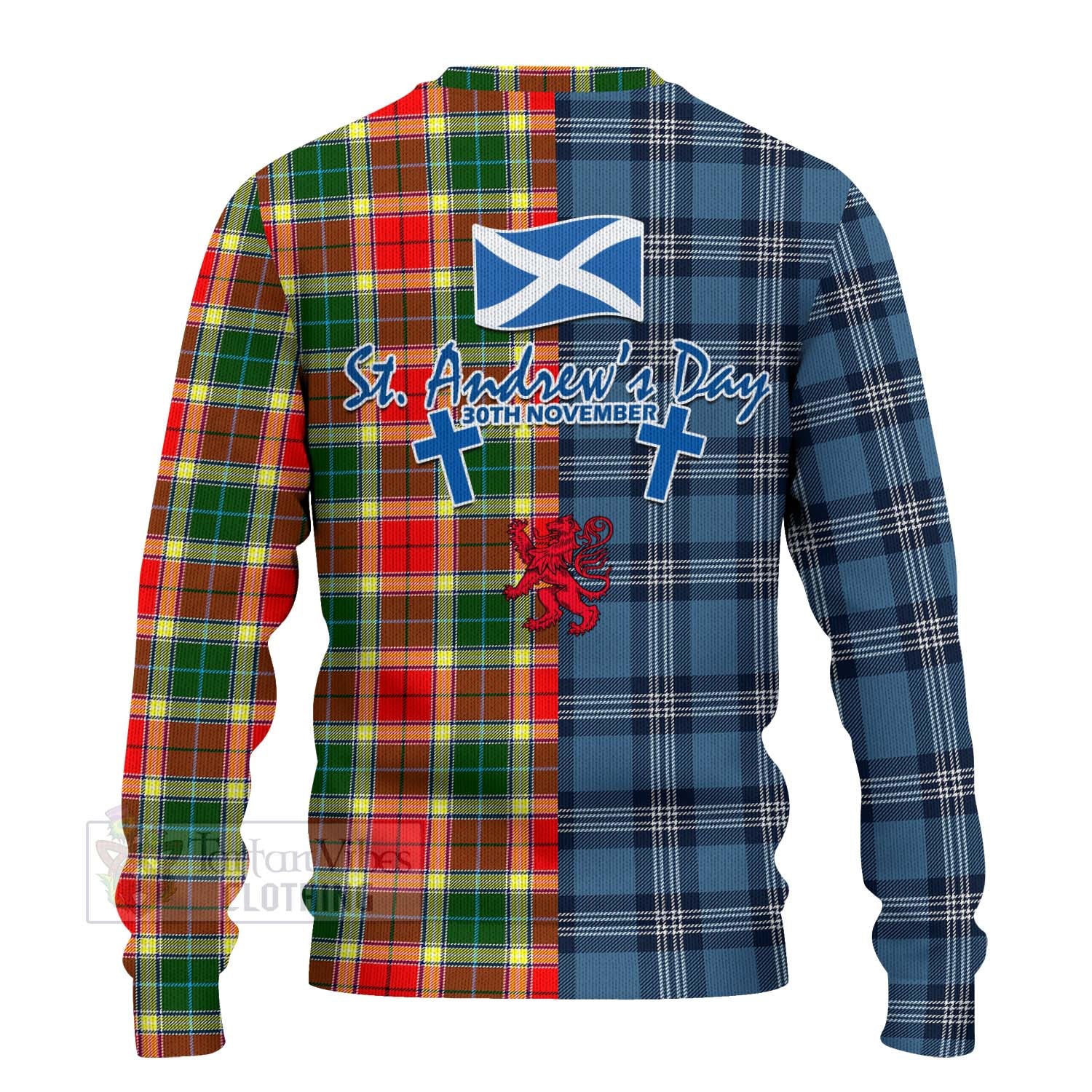 Tartan Vibes Clothing Gibson (Gibbs or Gibsone) Tartan Knitted Sweater Happy St. Andrew's Day Half Tartan Style