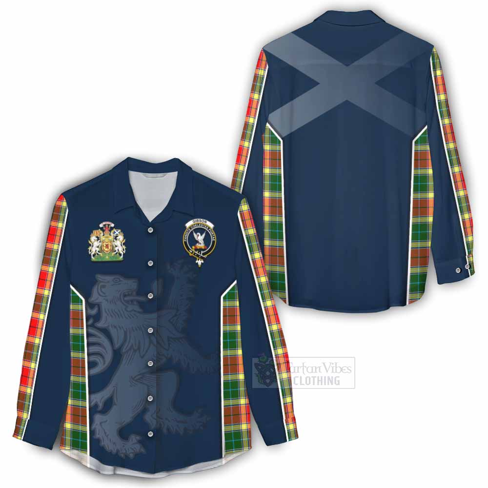 Tartan Vibes Clothing Gibson (Gibbs or Gibsone) Tartan Women's Casual Shirt with Family Crest and Lion Rampant Vibes Sport Style