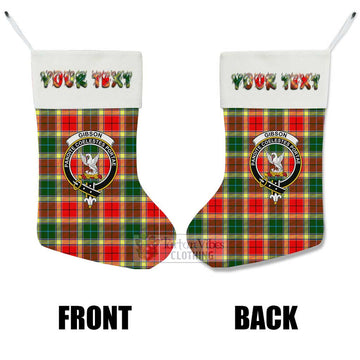 Gibson (Gibbs or Gibsone) Tartan Family Crest Christmas Stocking with Personalized Text