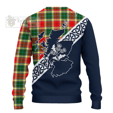 Gibson (Gibbs or Gibsone) Tartan Ugly Sweater Featuring Thistle and Scotland Map