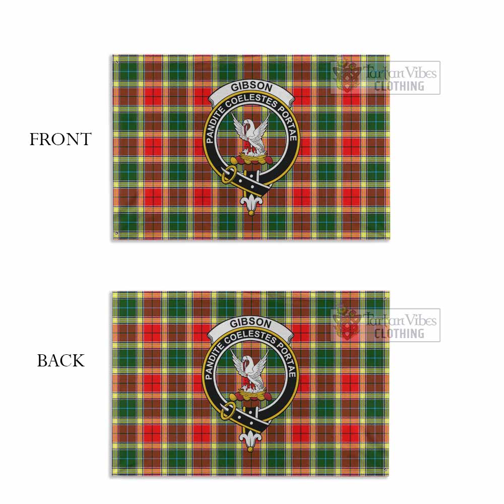 Tartan Vibes Clothing Gibson (Gibbs or Gibsone) Tartan House Flag with Family Crest