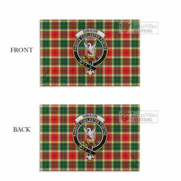 Gibson (Gibbs or Gibsone) Tartan House Flag with Family Crest