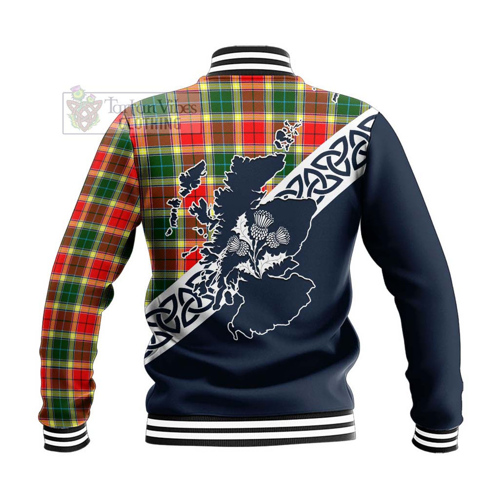 Tartan Vibes Clothing Gibson (Gibbs or Gibsone) Tartan Baseball Jacket Featuring Thistle and Scotland Map