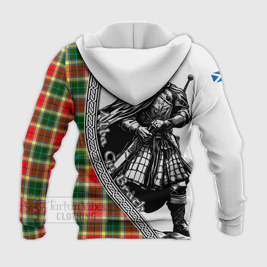 Tartan Vibes Clothing Gibson (Gibbs or Gibsone) Tartan Clan Crest Knitted Hoodie with Highlander Warrior Celtic Style