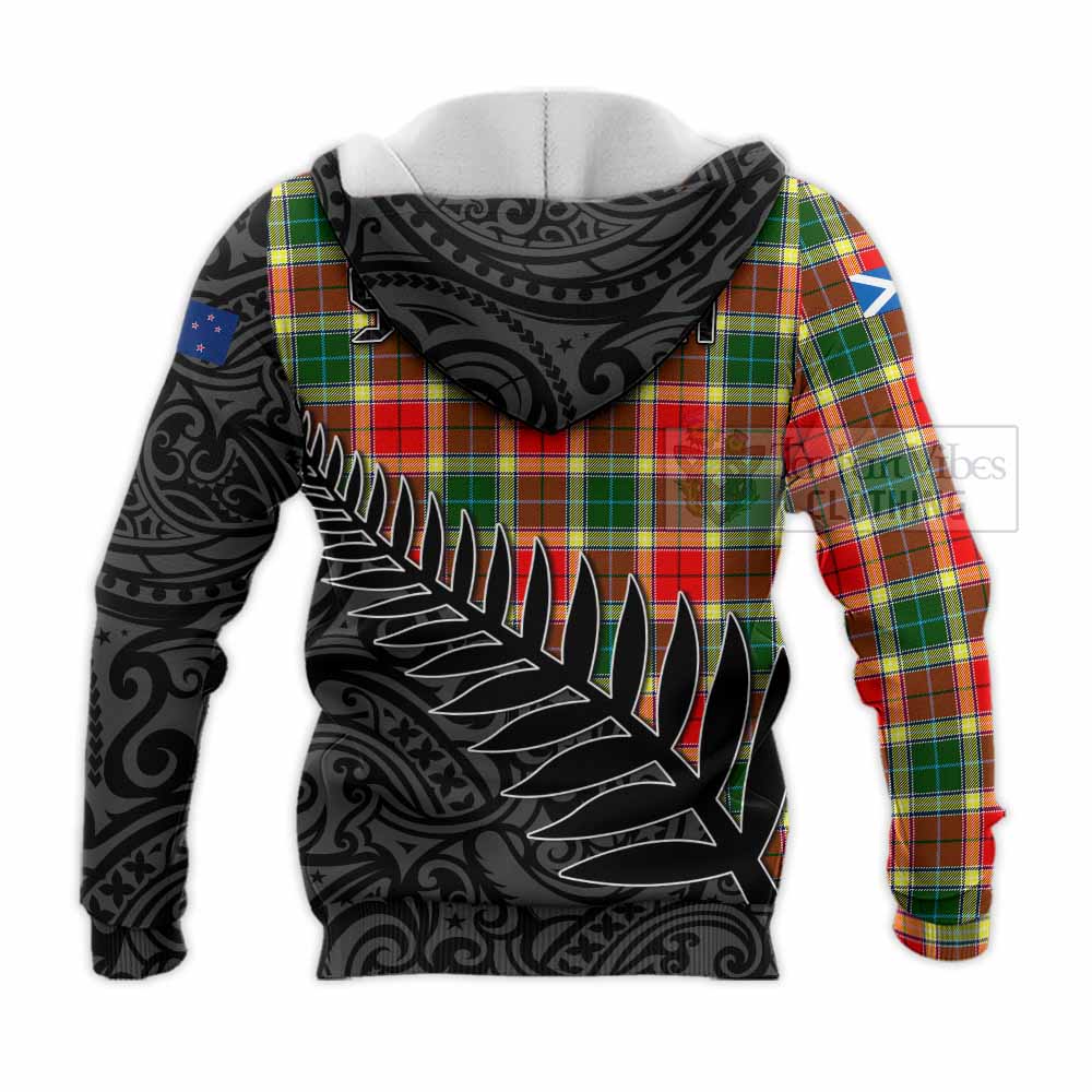 Tartan Vibes Clothing Gibson (Gibbs or Gibsone) Crest Tartan Knitted Hoodie with New Zealand Silver Fern Half Style