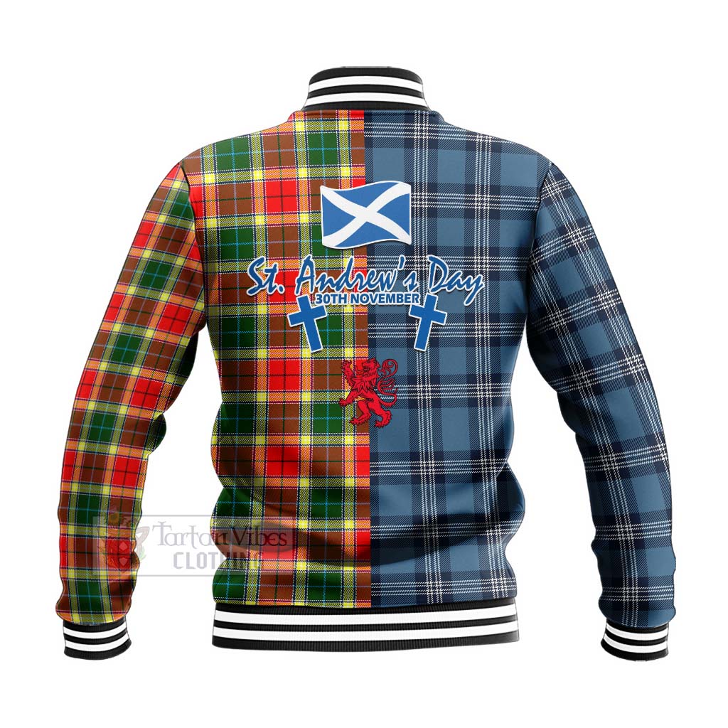 Tartan Vibes Clothing Gibson (Gibbs or Gibsone) Tartan Baseball Jacket Happy St. Andrew's Day Half Tartan Style