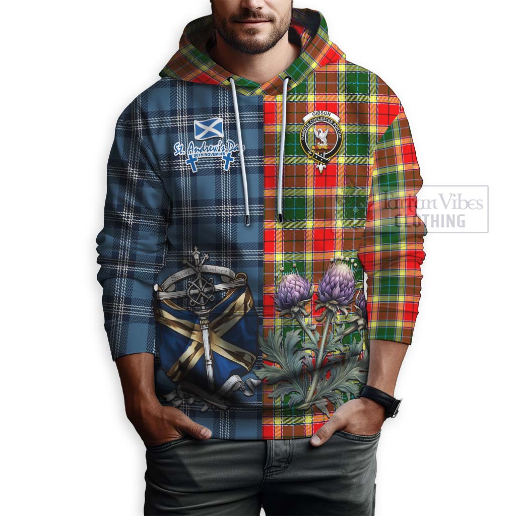 Tartan Vibes Clothing Gibson (Gibbs or Gibsone) Tartan Hoodie Happy St. Andrew's Day Half Tartan Style