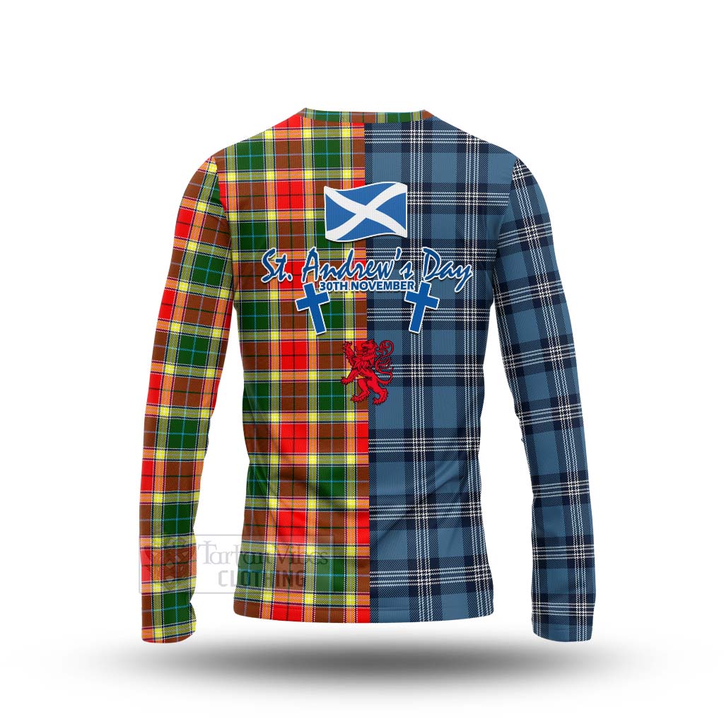 Tartan Vibes Clothing Gibson (Gibbs or Gibsone) Tartan Long Sleeve T-Shirt Happy St. Andrew's Day Half Tartan Style