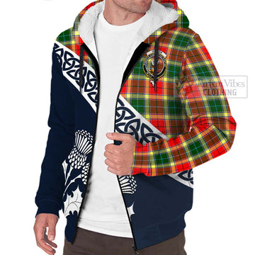 Gibson (Gibbs or Gibsone) Tartan Sherpa Hoodie Featuring Thistle and Scotland Map