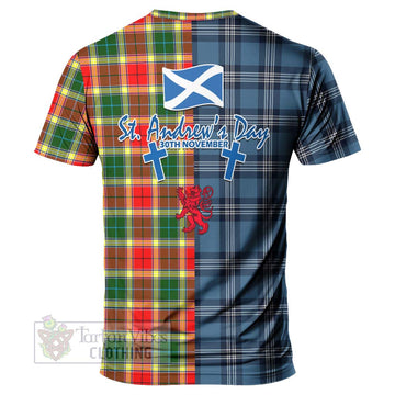 Gibson (Gibbs or Gibsone) Tartan T-Shirt Happy St. Andrew's Day Half Tartan Style