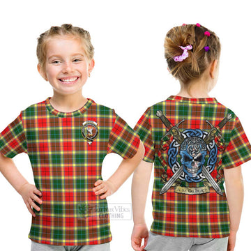 Gibson (Gibbs or Gibsone) Tartan Kid T-Shirt with Family Crest Celtic Skull Style