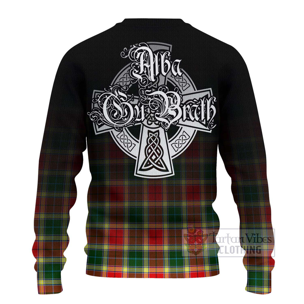 Tartan Vibes Clothing Gibson (Gibbs or Gibsone) Tartan Knitted Sweater Featuring Alba Gu Brath Family Crest Celtic Inspired