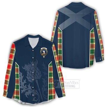 Gibson (Gibbs or Gibsone) Tartan Women's Casual Shirt with Family Crest and Scottish Thistle Vibes Sport Style