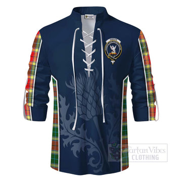 Gibson (Gibbs or Gibsone) Tartan Ghillie Kilt Shirt with Family Crest and Scottish Thistle Vibes Sport Style