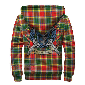 Gibson (Gibbs or Gibsone) Tartan Sherpa Hoodie with Family Crest Celtic Skull Style