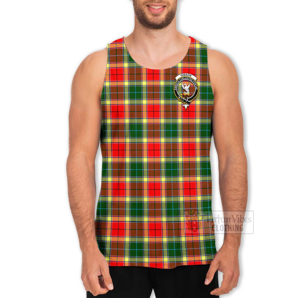 Tartan Vibes Clothing Gibson (Gibbs or Gibsone) Tartan Men's Tank Top with Family Crest Celtic Skull Style