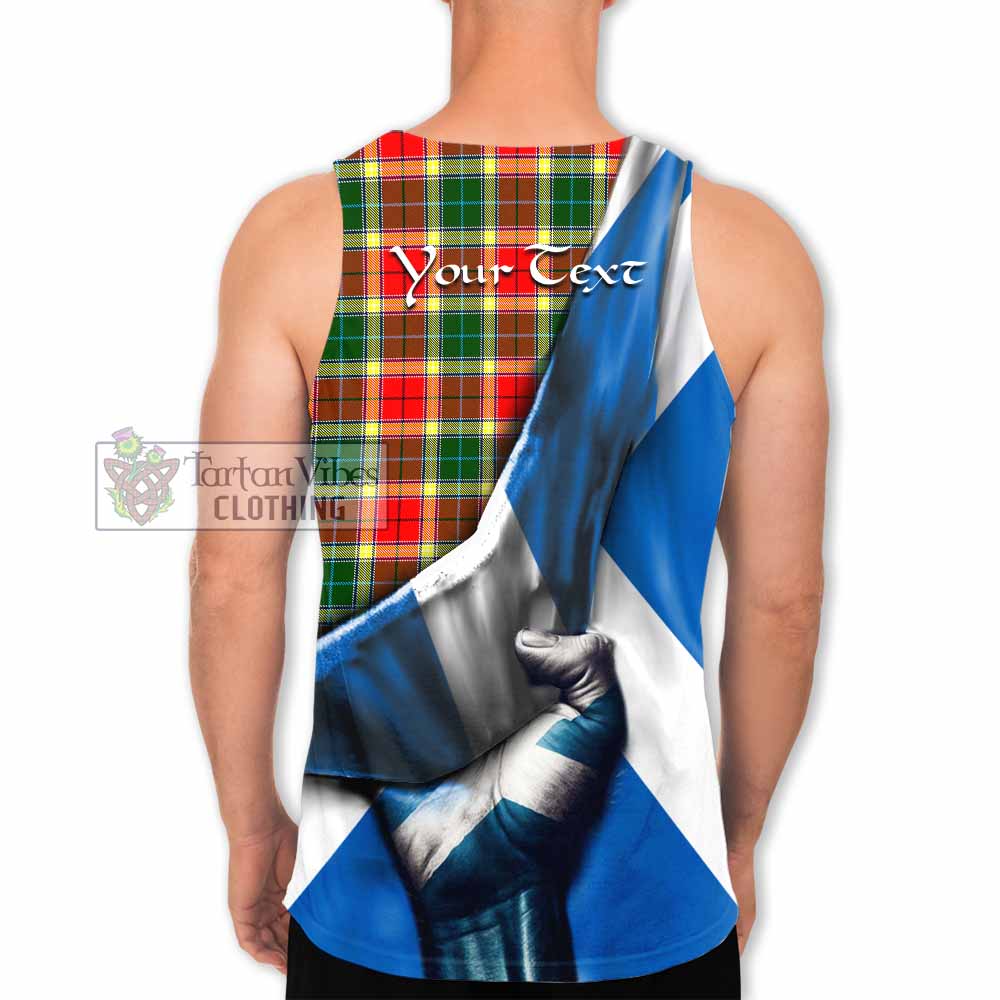 Tartan Vibes Clothing Gibson (Gibbs or Gibsone) Tartan Men's Tank Top with Family Crest Scotland Patriotic Style