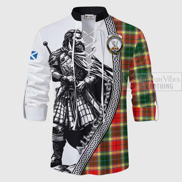 Gibson (Gibbs or Gibsone) Tartan Clan Crest Ghillie Kilt Shirt with Highlander Warrior Celtic Style