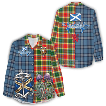 Gibson (Gibbs or Gibsone) Tartan Women's Casual Shirt Happy St. Andrew's Day Half Tartan Style