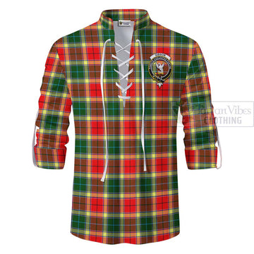 Gibson (Gibbs or Gibsone) Tartan Ghillie Kilt Shirt with Family Crest Celtic Skull Style