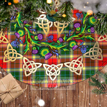 Gibson (Gibbs or Gibsone) Tartan Christmas Tree Skirt with Thistle Celtic Knot Style