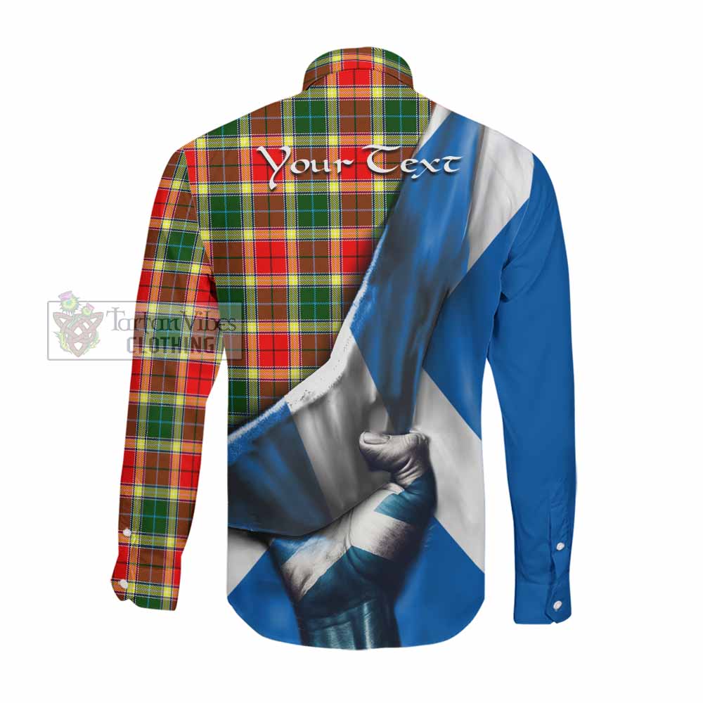 Tartan Vibes Clothing Gibson (Gibbs or Gibsone) Tartan Long Sleeve Button Shirt with Family Crest Scotland Patriotic Style