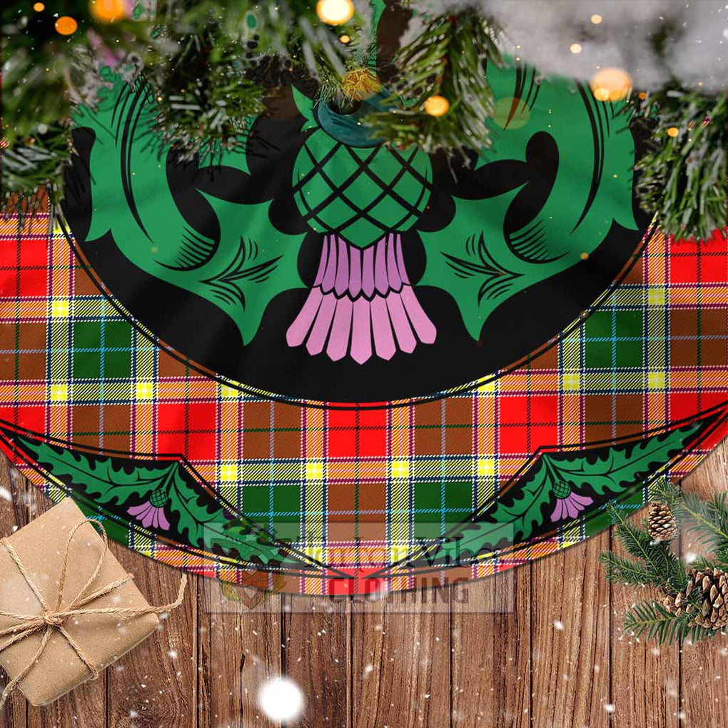 Tartan Vibes Clothing Gibson (Gibbs or Gibsone) Tartan Christmas Tree Skirt Scottish Thistle Style