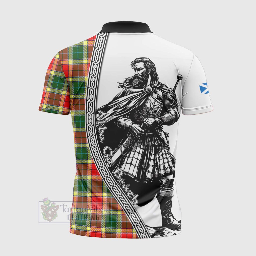 Tartan Vibes Clothing Gibson (Gibbs or Gibsone) Tartan Clan Crest Zipper Polo Shirt with Highlander Warrior Celtic Style