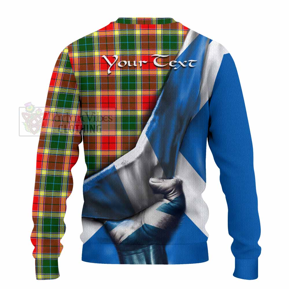 Tartan Vibes Clothing Gibson (Gibbs or Gibsone) Tartan Knitted Sweater with Family Crest Scotland Patriotic Style