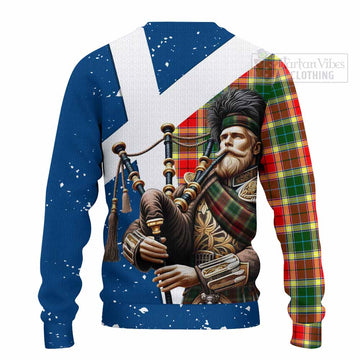 Gibson (Gibbs or Gibsone) Tartan Knitted Sweater with Family Crest Scottish Bagpiper Vibes