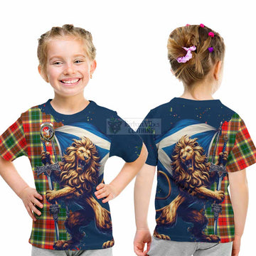 Gibson (Gibbs or Gibsone) Tartan Family Crest Kid T-Shirt with Scottish Majestic Lion