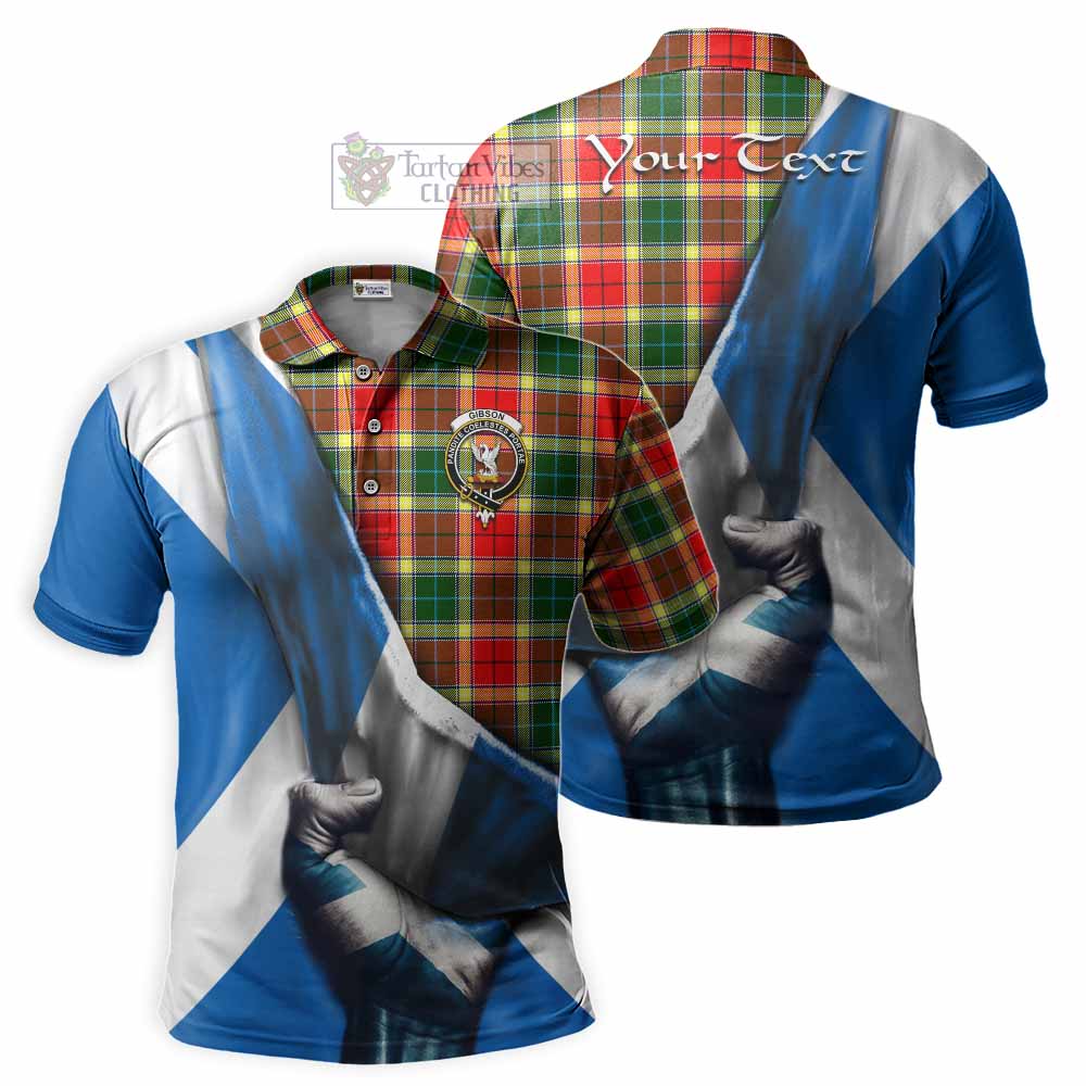 Tartan Vibes Clothing Gibson (Gibbs or Gibsone) Tartan Polo Shirt with Family Crest Scotland Patriotic Style