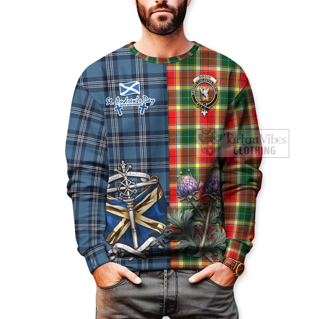 Tartan Vibes Clothing Gibson (Gibbs or Gibsone) Tartan Sweatshirt Happy St. Andrew's Day Half Tartan Style