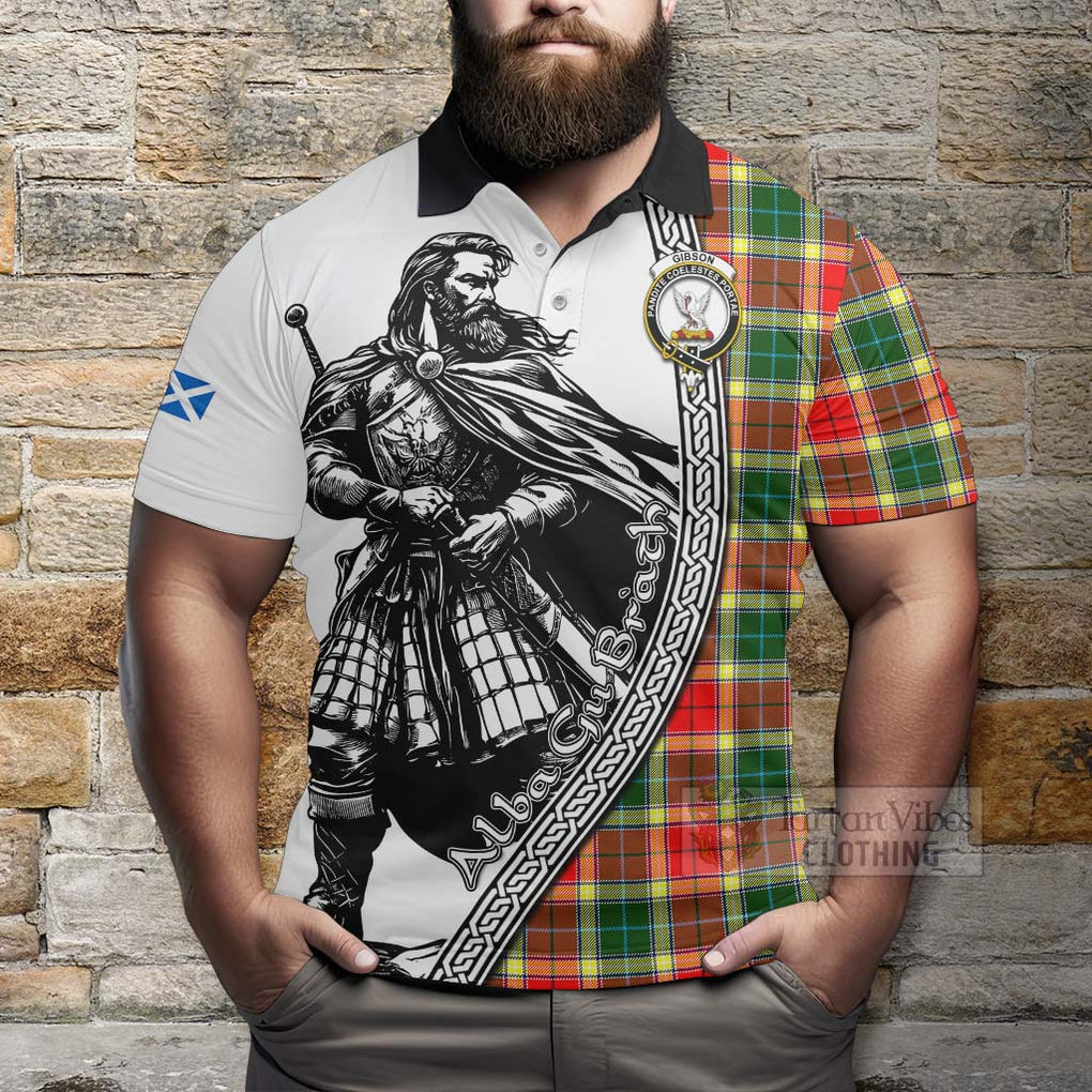 Tartan Vibes Clothing Gibson (Gibbs or Gibsone) Tartan Clan Crest Polo Shirt with Highlander Warrior Celtic Style