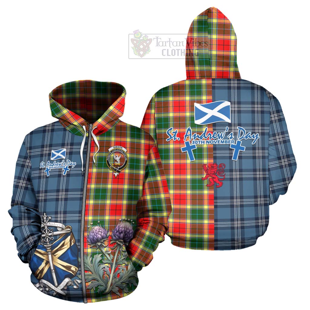 Tartan Vibes Clothing Gibson (Gibbs or Gibsone) Tartan Hoodie Happy St. Andrew's Day Half Tartan Style