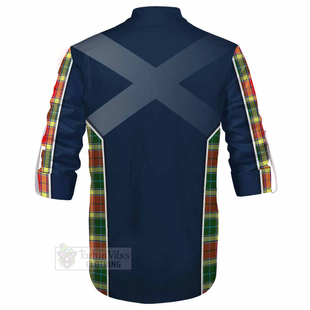 Tartan Vibes Clothing Gibson (Gibbs or Gibsone) Tartan Ghillie Kilt Shirt with Family Crest and Lion Rampant Vibes Sport Style