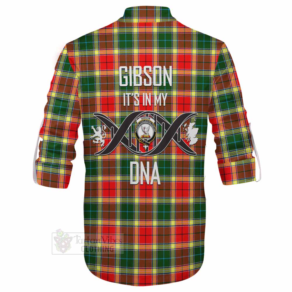 Tartan Vibes Clothing Gibson (Gibbs or Gibsone) Tartan Ghillie Kilt Shirt with Family Crest DNA In Me Style