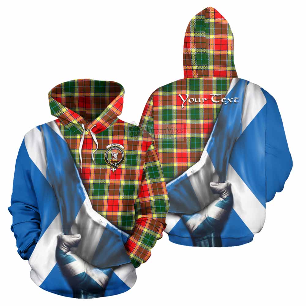 Tartan Vibes Clothing Gibson (Gibbs or Gibsone) Tartan Hoodie with Family Crest Scotland Patriotic Style