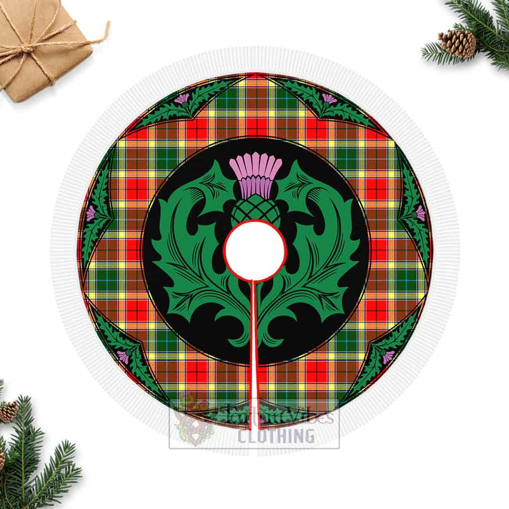 Tartan Vibes Clothing Gibson (Gibbs or Gibsone) Tartan Christmas Tree Skirt Scottish Thistle Style