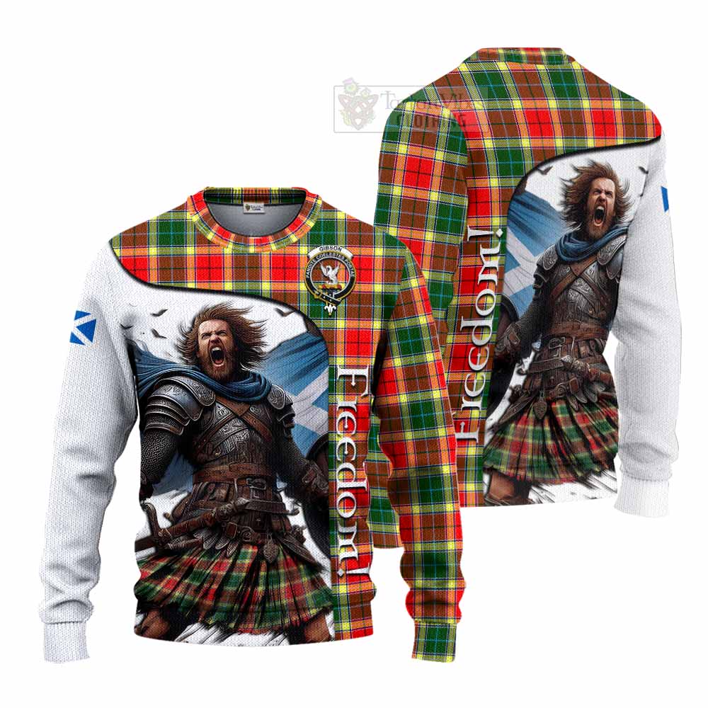 Tartan Vibes Clothing Gibson (Gibbs or Gibsone) Crest Tartan Knitted Sweater Inspired by the Freedom of Scottish Warrior