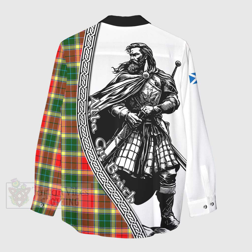 Tartan Vibes Clothing Gibson (Gibbs or Gibsone) Tartan Clan Crest Women's Casual Shirt with Highlander Warrior Celtic Style