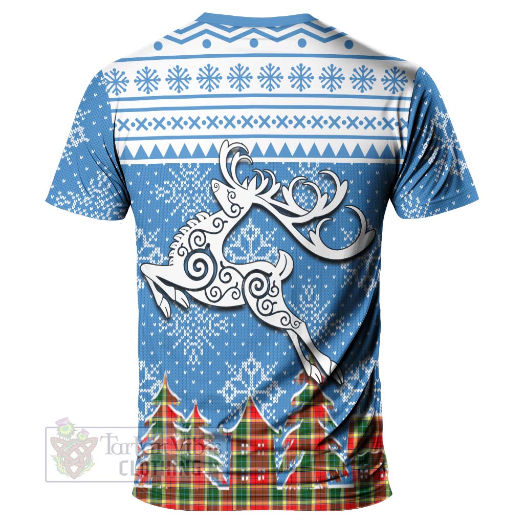 Tartan Vibes Clothing Gibson (Gibbs or Gibsone) Clan Christmas T-Shirt Celtic Reindeer Style