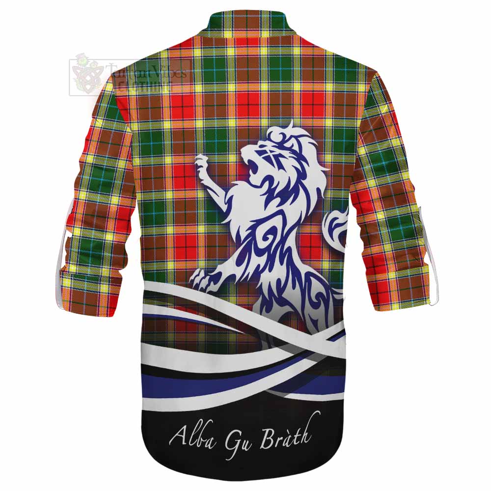 Tartan Vibes Clothing Gibson (Gibbs or Gibsone) Tartan Ghillie Kilt Shirt with Alba Gu Brath Regal Lion Emblem