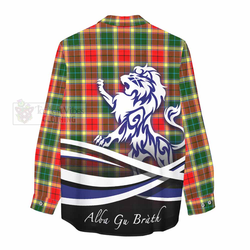 Tartan Vibes Clothing Gibson (Gibbs or Gibsone) Tartan Women's Casual Shirt with Alba Gu Brath Regal Lion Emblem