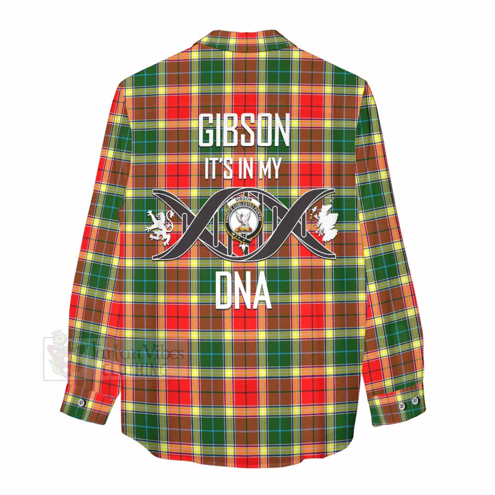 Tartan Vibes Clothing Gibson (Gibbs or Gibsone) Tartan Women's Casual Shirt with Family Crest DNA In Me Style